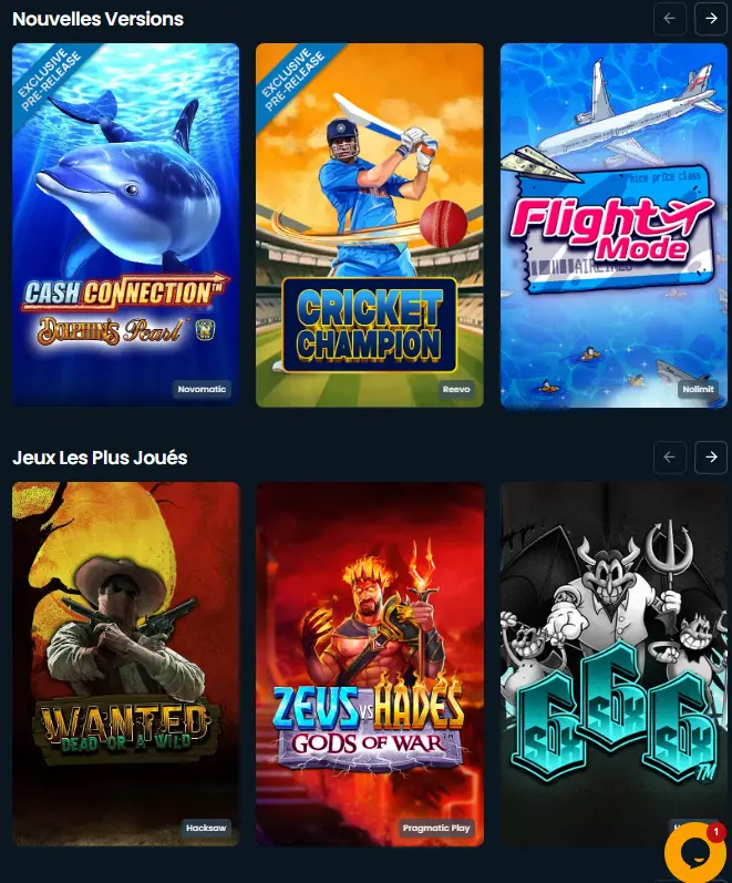 DepositWin Casino Jeux
